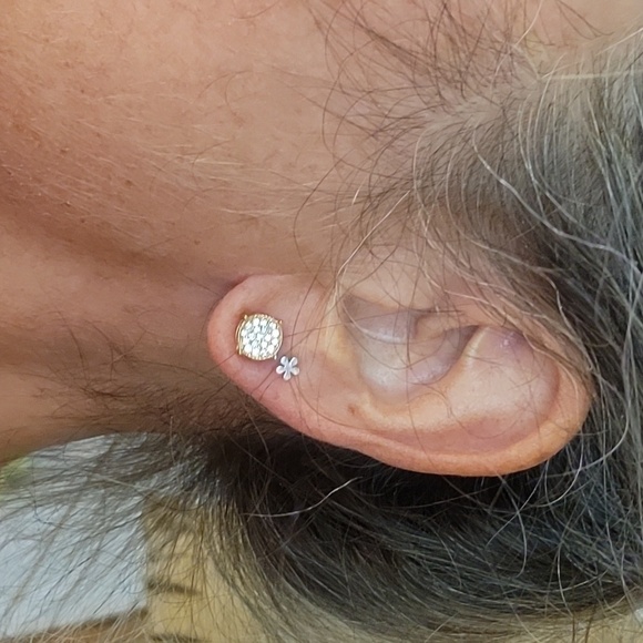 Hip Hop CZ Stud Earrings, unisex - Picture 7 of 8